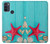 W3428 Aqua Wood Starfish Shell Hülle Schutzhülle Taschen und Leder Flip für Motorola Moto G50