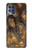 W3691 Gold Peacock Feather Hülle Schutzhülle Taschen und Leder Flip für Motorola Moto G100