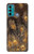 W3691 Gold Peacock Feather Hülle Schutzhülle Taschen und Leder Flip für Motorola Moto G60, G40 Fusion