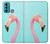 W3708 Pink Flamingo Hülle Schutzhülle Taschen und Leder Flip für Motorola Moto G60, G40 Fusion