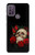 W3753 Dark Gothic Goth Skull Roses Hülle Schutzhülle Taschen und Leder Flip für Motorola Moto G10 Power