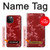 W3817 Red Floral Cherry blossom Pattern Hülle Schutzhülle Taschen und Leder Flip für iPhone 12, iPhone 12 Pro