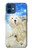 W3794 Arctic Polar Bear in Love with Seal Paint Hülle Schutzhülle Taschen und Leder Flip für iPhone 12 mini