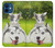 W3795 Grumpy Kitten Cat Playful Siberian Husky Dog Paint Hülle Schutzhülle Taschen und Leder Flip für iPhone 12 mini