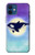 W3807 Killer Whale Orca Moon Pastel Fantasy Hülle Schutzhülle Taschen und Leder Flip für iPhone 12 mini