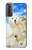 W3794 Arctic Polar Bear in Love with Seal Paint Hülle Schutzhülle Taschen und Leder Flip für Samsung Galaxy S21 Plus 5G, Galaxy S21+ 5G