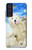 W3794 Arctic Polar Bear in Love with Seal Paint Hülle Schutzhülle Taschen und Leder Flip für Samsung Galaxy S21 FE 5G
