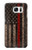 W3804 Fire Fighter Metal Red Line Flag Graphic Hülle Schutzhülle Taschen und Leder Flip für Samsung Galaxy S7