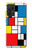 W3814 Piet Mondrian Line Art Composition Hülle Schutzhülle Taschen und Leder Flip für Samsung Galaxy A72, Galaxy A72 5G