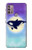 W3807 Killer Whale Orca Moon Pastel Fantasy Hülle Schutzhülle Taschen und Leder Flip für Motorola Moto G30, G20, G10