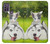 W3795 Grumpy Kitten Cat Playful Siberian Husky Dog Paint Hülle Schutzhülle Taschen und Leder Flip für Motorola Moto G10 Power