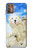 W3794 Arctic Polar Bear in Love with Seal Paint Hülle Schutzhülle Taschen und Leder Flip für Motorola Moto G9 Plus