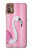 W3805 Flamingo Pink Pastel Hülle Schutzhülle Taschen und Leder Flip für Motorola Moto G9 Plus