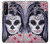 W3821 Sugar Skull Steam Punk Girl Gothic Hülle Schutzhülle Taschen und Leder Flip für Sony Xperia 1 II