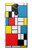 W3814 Piet Mondrian Line Art Composition Hülle Schutzhülle Taschen und Leder Flip für Sony Xperia XA2