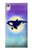 W3807 Killer Whale Orca Moon Pastel Fantasy Hülle Schutzhülle Taschen und Leder Flip für Sony Xperia XA1