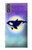 W3807 Killer Whale Orca Moon Pastel Fantasy Hülle Schutzhülle Taschen und Leder Flip für Sony Xperia XZ