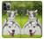 W3795 Grumpy Kitten Cat Playful Siberian Husky Dog Paint Hülle Schutzhülle Taschen und Leder Flip für iPhone 13 Pro Max