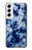 W3439 Fabric Indigo Tie Dye Hülle Schutzhülle Taschen und Leder Flip für Samsung Galaxy S22
