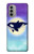 W3807 Killer Whale Orca Moon Pastel Fantasy Hülle Schutzhülle Taschen und Leder Flip für Motorola Moto G51 5G