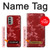 W3817 Red Floral Cherry blossom Pattern Hülle Schutzhülle Taschen und Leder Flip für Motorola Moto G51 5G