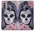 W3821 Sugar Skull Steam Punk Girl Gothic Hülle Schutzhülle Taschen und Leder Flip für Motorola Moto G51 5G