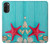 W3428 Aqua Wood Starfish Shell Hülle Schutzhülle Taschen und Leder Flip für Motorola Moto G71 5G