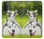 W3795 Grumpy Kitten Cat Playful Siberian Husky Dog Paint Hülle Schutzhülle Taschen und Leder Flip für Motorola Moto G71 5G