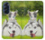 W3795 Grumpy Kitten Cat Playful Siberian Husky Dog Paint Hülle Schutzhülle Taschen und Leder Flip für Motorola Edge X30