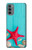 W3428 Aqua Wood Starfish Shell Hülle Schutzhülle Taschen und Leder Flip für Motorola Moto G31