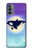 W3807 Killer Whale Orca Moon Pastel Fantasy Hülle Schutzhülle Taschen und Leder Flip für Motorola Moto G31