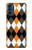 W3421 Black Orange White Argyle Plaid Hülle Schutzhülle Taschen und Leder Flip für Motorola Moto G41