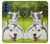 W3795 Kitten Cat Playful Siberian Husky Dog Paint Hülle Schutzhülle Taschen und Leder Flip für Motorola Moto G41