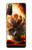 W0863 Hell Fire Skull Hülle Schutzhülle Taschen und Leder Flip für Sony Xperia 10 III Lite