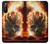 W0863 Hell Fire Skull Hülle Schutzhülle Taschen und Leder Flip für Sony Xperia 10 III Lite