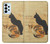 W3229 Vintage Cat Poster Hülle Schutzhülle Taschen und Leder Flip für Samsung Galaxy A23