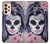 W3821 Sugar Skull Steam Punk Girl Gothic Hülle Schutzhülle Taschen und Leder Flip für Samsung Galaxy A33 5G
