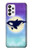 W3807 Killer Whale Orca Moon Pastel Fantasy Hülle Schutzhülle Taschen und Leder Flip für Samsung Galaxy A73 5G