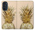 W3490 Gold Pineapple Hülle Schutzhülle Taschen und Leder Flip für Motorola Edge 30 Pro