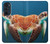 W3497 Green Sea Turtle Hülle Schutzhülle Taschen und Leder Flip für Motorola Edge 30 Pro