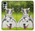 W3795 Kitten Cat Playful Siberian Husky Dog Paint Hülle Schutzhülle Taschen und Leder Flip für Motorola Moto G22