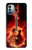 W0415 Fire Guitar Burn Hülle Schutzhülle Taschen und Leder Flip für Nokia G11, G21