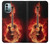 W0415 Fire Guitar Burn Hülle Schutzhülle Taschen und Leder Flip für Nokia G11, G21