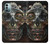 W1685 Steampunk Skull Head Hülle Schutzhülle Taschen und Leder Flip für Nokia G11, G21