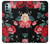 W3112 Rose Floral Pattern Black Hülle Schutzhülle Taschen und Leder Flip für Nokia G11, G21
