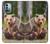 W3558 Bear Family Hülle Schutzhülle Taschen und Leder Flip für Nokia G11, G21