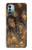 W3691 Gold Peacock Feather Hülle Schutzhülle Taschen und Leder Flip für Nokia G11, G21