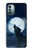 W3693 Grim White Wolf Full Moon Hülle Schutzhülle Taschen und Leder Flip für Nokia G11, G21