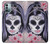 W3821 Sugar Skull Steam Punk Girl Gothic Hülle Schutzhülle Taschen und Leder Flip für Nokia G11, G21