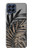 W3692 Gray Black Palm Leaves Hülle Schutzhülle Taschen und Leder Flip für Samsung Galaxy M53